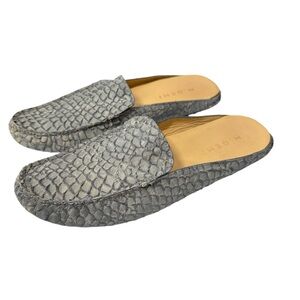 M. Gemi Felize Mule womens size 37.5 7.5 slate blue loafers Italian Embossed